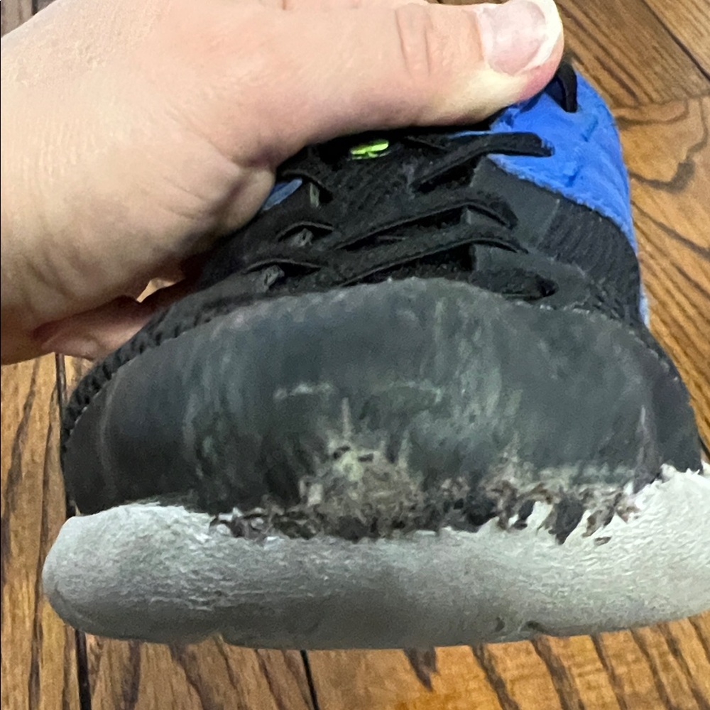Under Armour Youth Black & Blue Sneakers with Neon Green Logo - Picture 8 of 17